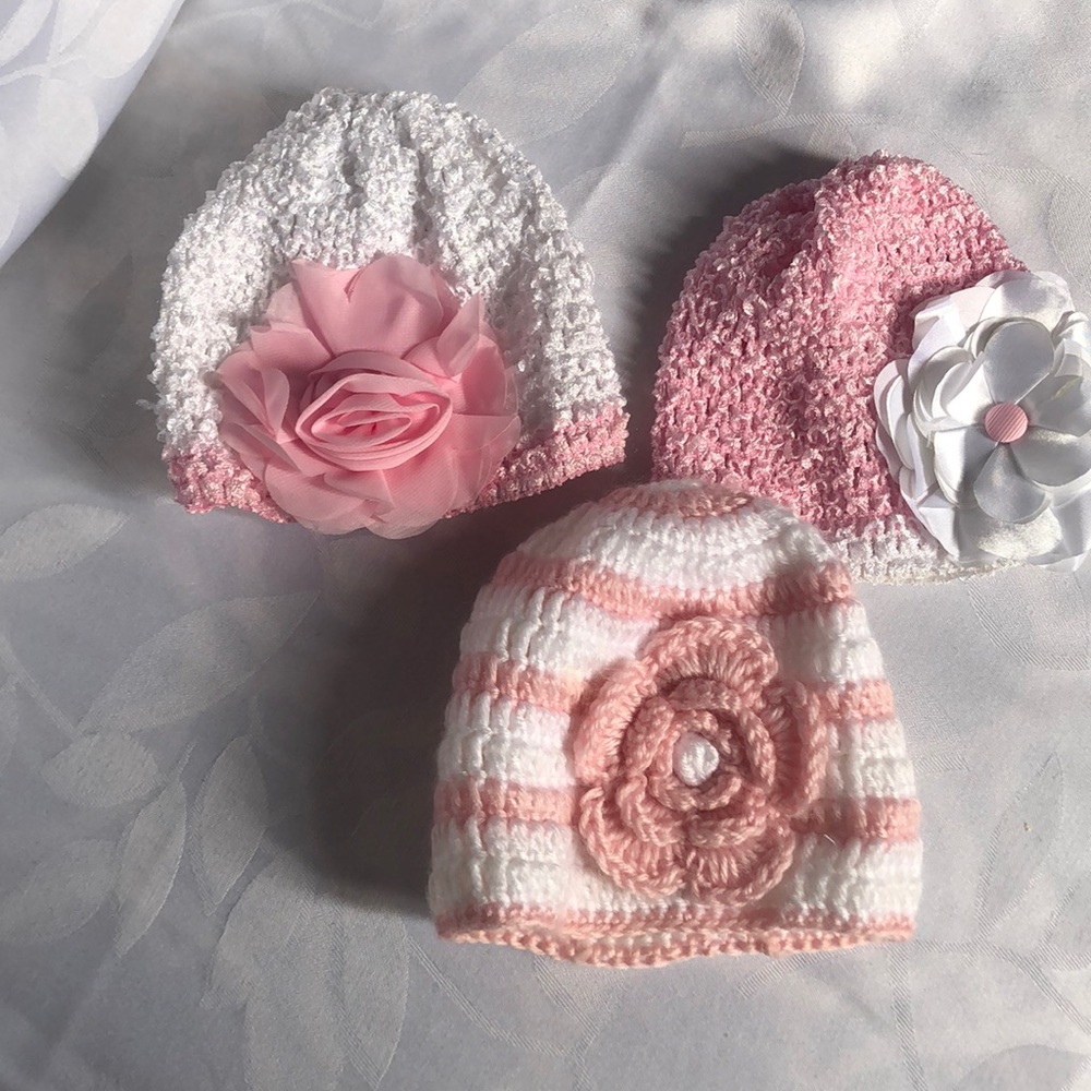 New born baby girl hats 0-6 months